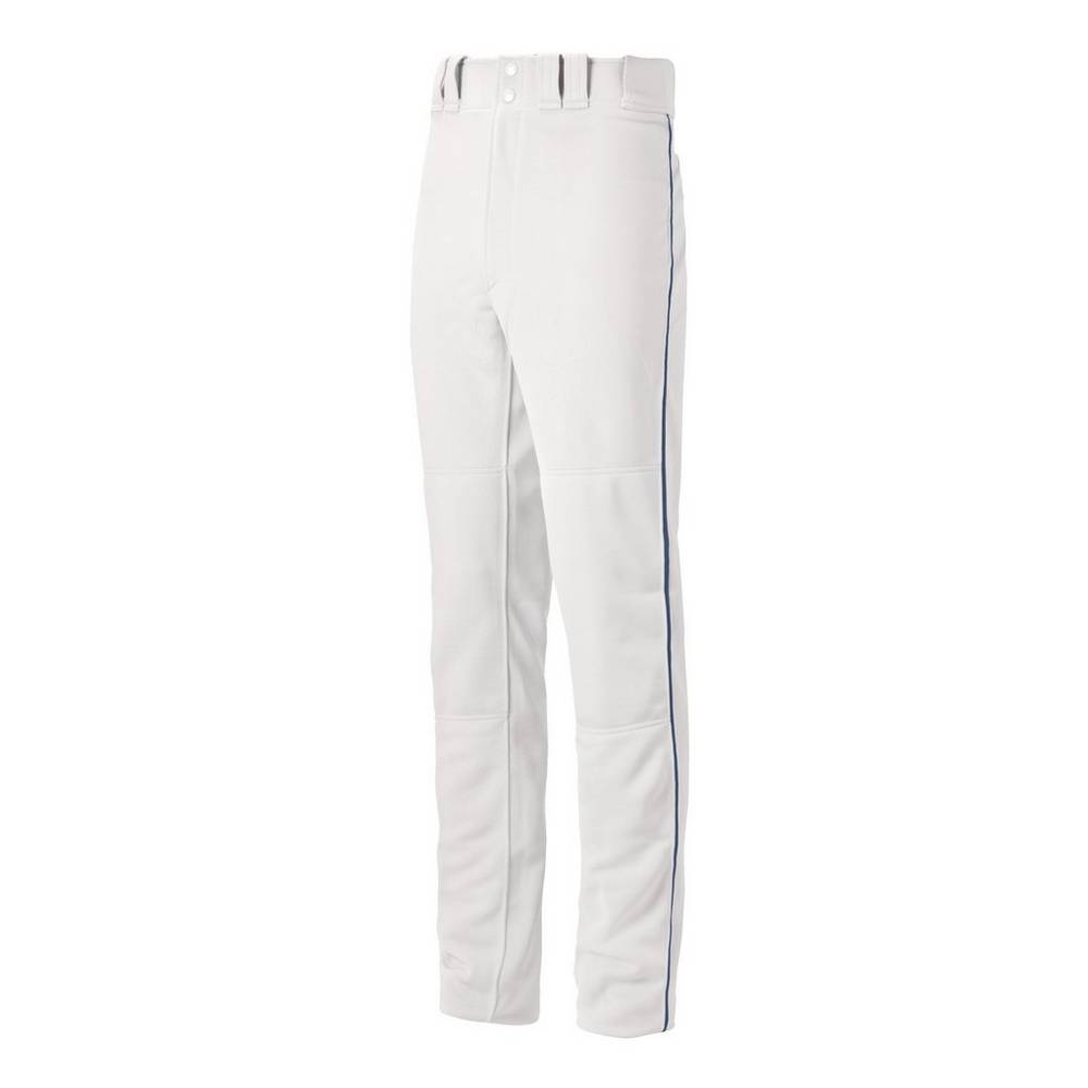 Pantalones Mizuno Premier Pro Piped G2 Hombre Blancas/Azul Marino Baratas TACO-53479